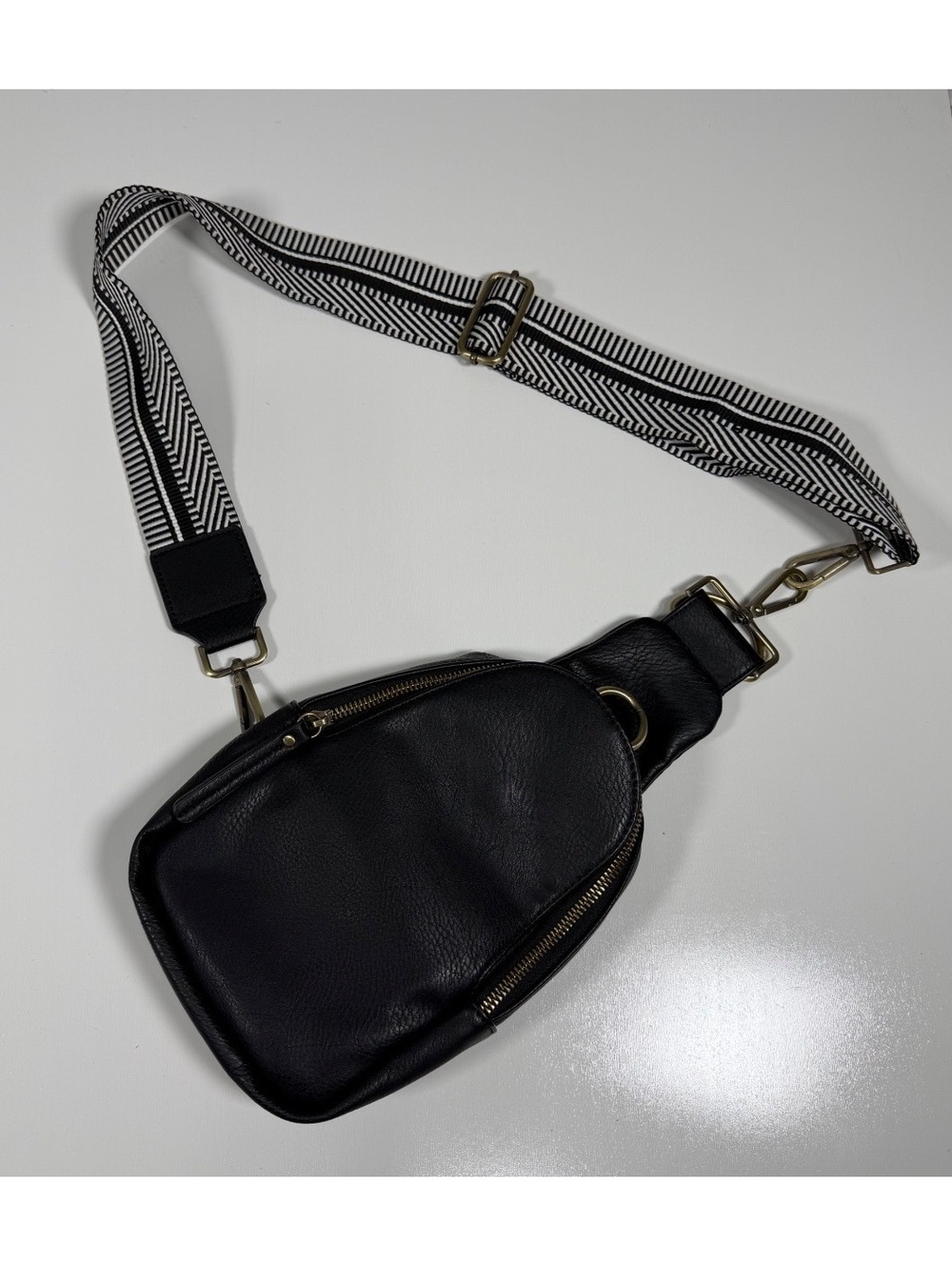 Urban Originals Anthropologie Black Faux Leather Crossbody Bag